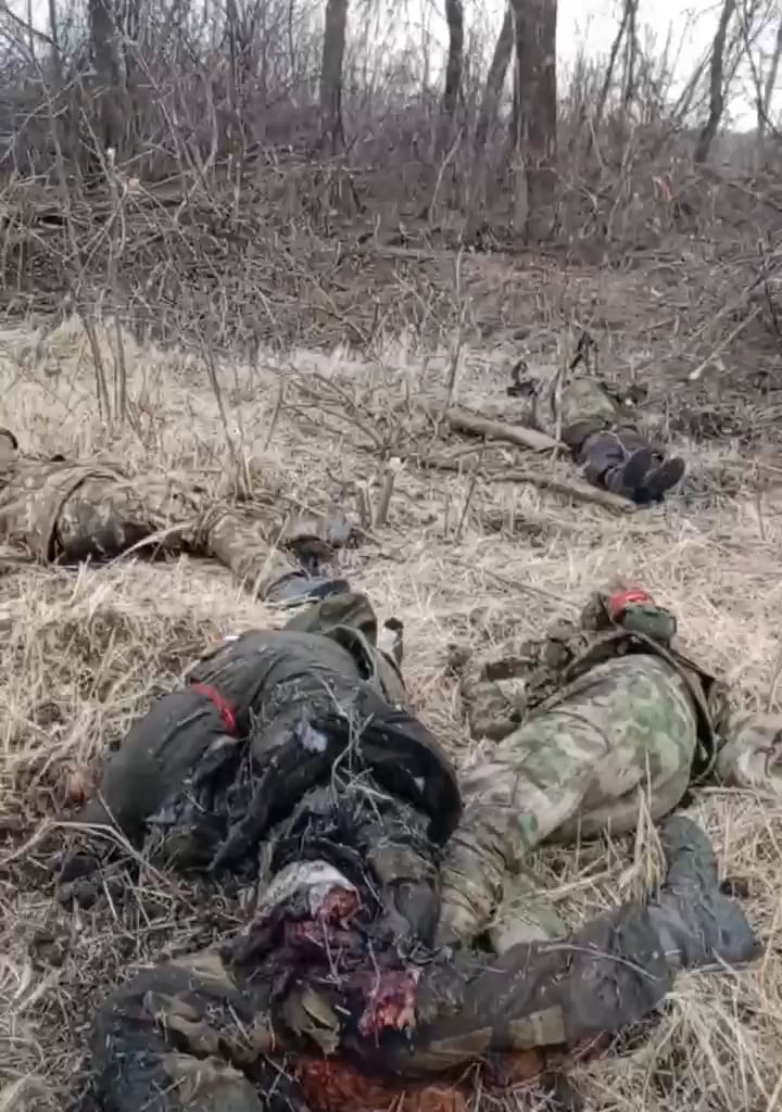 A serviceman of the Russian Armed Forces films a report for his commander on his smartphone: five soldiers of Putin's army lay down in a group as a result of an explosion on a tripwire set up by Ukrainian miners.