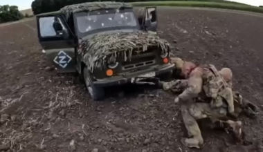 A Car carrying Russian soldiers ambushed in Kursk region