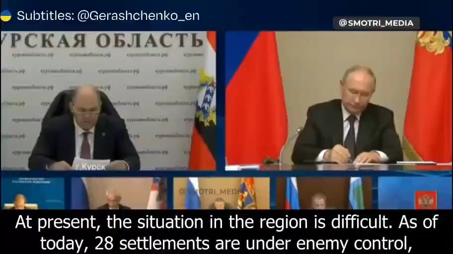 Kursk region acting governor told Putin how many settlemets were under Ukrainian control, but he was quickly interupted