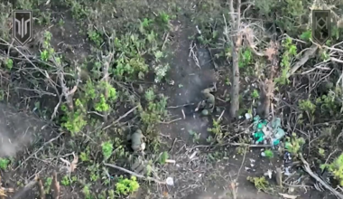 Bird's eye view of Russian assault squad killed in close combat firefight