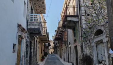 The streets of Pyrgi, Chios, Greek Islands.