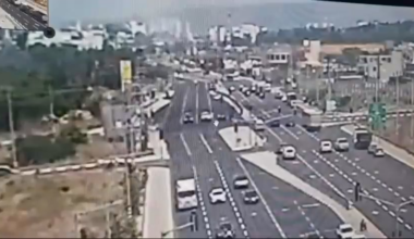 the moment an Iron Dome interceptor missile malfunctioned and hit a highway in Israel today, critically injuring at least one person inside his car (according to IDF)