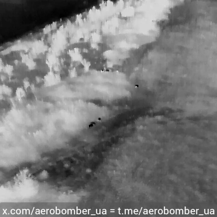 Ukraine's 30th Mechanized Brigade "Aerobomber" drone team targeted Russian infantry during night operations, landing close strikes with dropped munitions despite use of thermal blankets. Published August 29, 2024