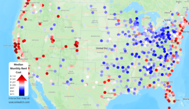 [OC] 2023 Median Monthly Rent across USA Metropolitan and Micropolitan Areas