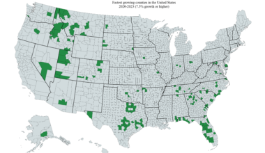 The fastest growing counties in the United States, 2020-2023 [OC]