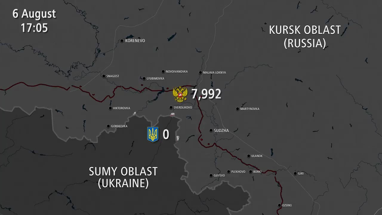 Animated map of Ukraine's Kursk offensive (August 6 - 22)