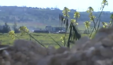 Camera set up to film an ambush on an SAA tank is knocked over by return fire - Hish, Idlib - 4/6/2013