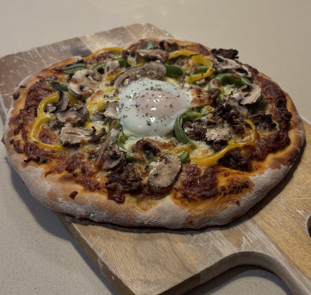 Crash Test de la semaine : pizza viande hachée, poivrons & champignons