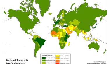 National Record in Men's Marathon [OC] - scroll for continental maps