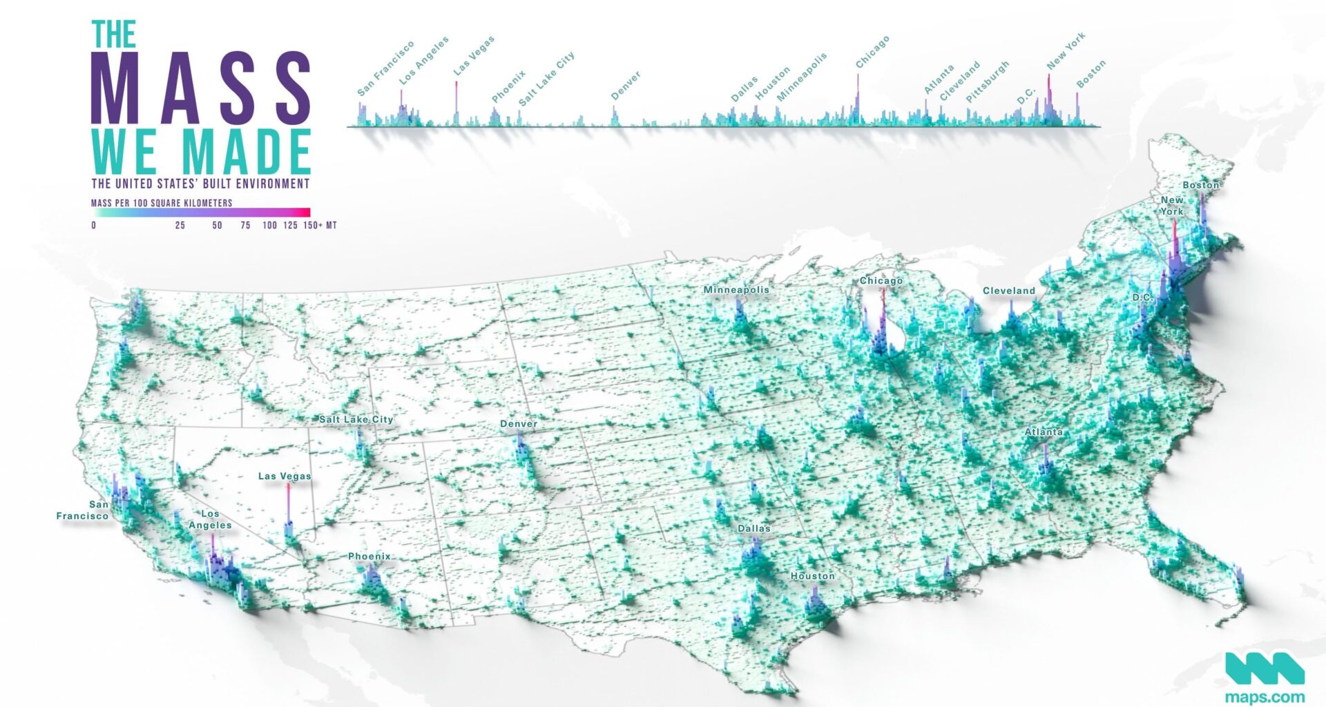 The mass of the built environment in the US [OC]