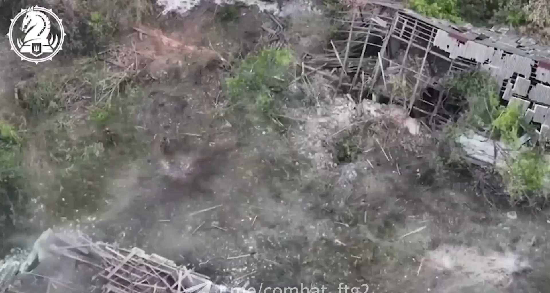 Footage of two russians getting dropped at close range by a soldier from the 47th Mechanized Brigade  who was concealed in a bush