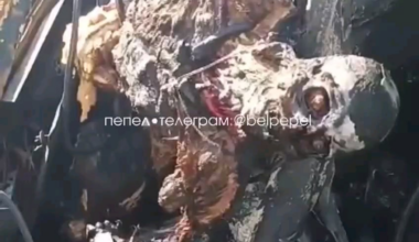 Remains of Russian Terminator soldier after his truck exploded 18++