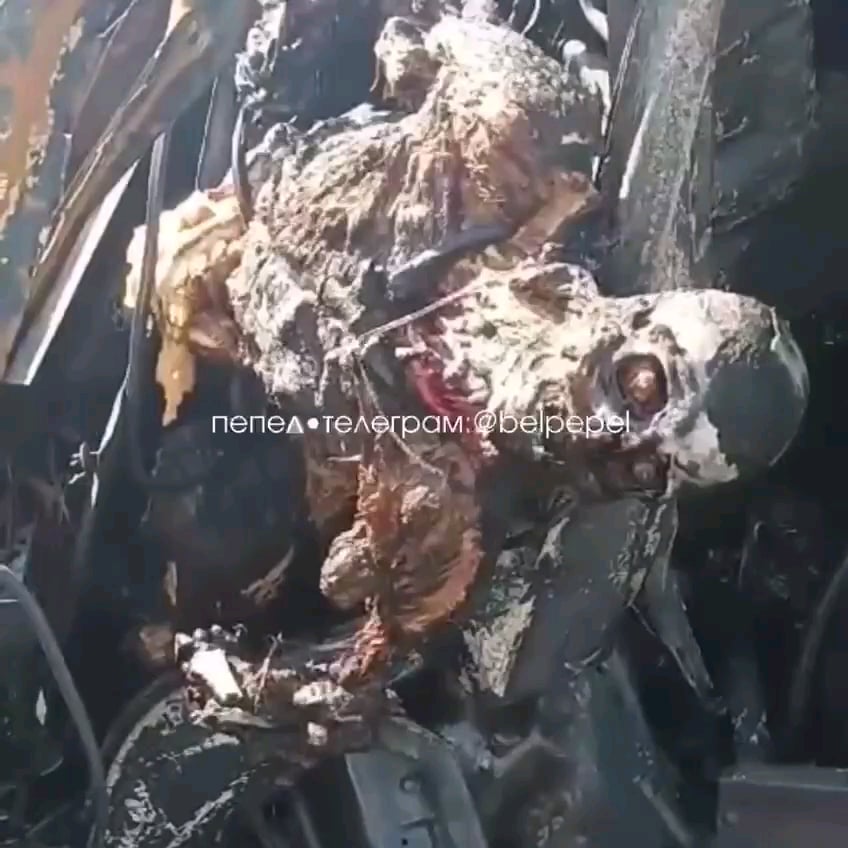 Remains of Russian Terminator soldier after his truck exploded 18++