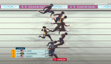 Photo Finish pic of the Men's 100m final