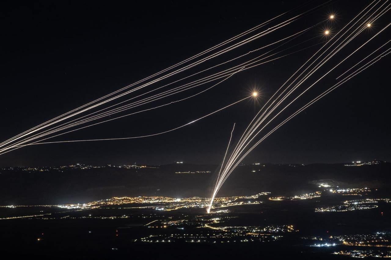 Long exposure shot of Iron dome in action in Northern Israel tonight