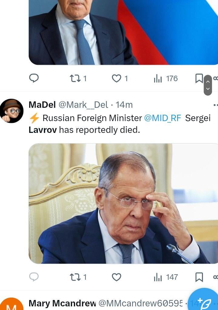 Lavrov may be dead?