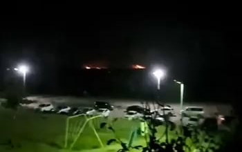 Something is hit and burning at or near Russia's Airfield in Oktyabrsky