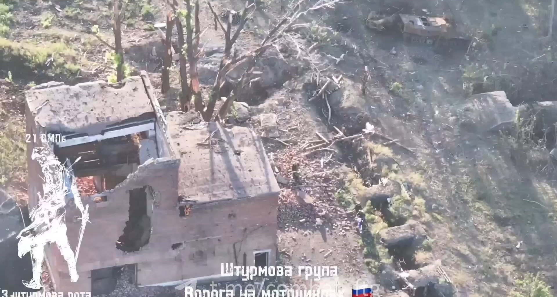 21st Mechanized Brigade welcoming Russian motorcyclists with a spray of bullets and a drone drop in the area of the village of  Kalynivka in the Donetsk region. Music from Source