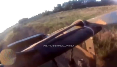 A Russian serviceman recorded the moment of the attack of a Ukrainian FPV drone on his camera.