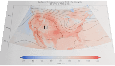 Visualizing the heat dome forecast for the western US this afternoon [OC]