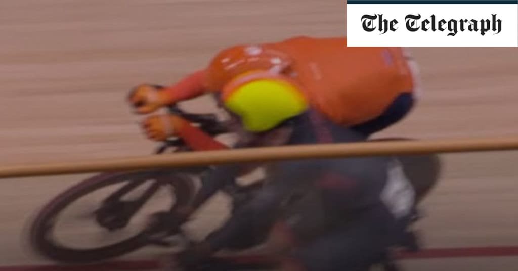 Dutch rider disqualified for headbutt on GB's Ollie Wood in chaotic Madison final