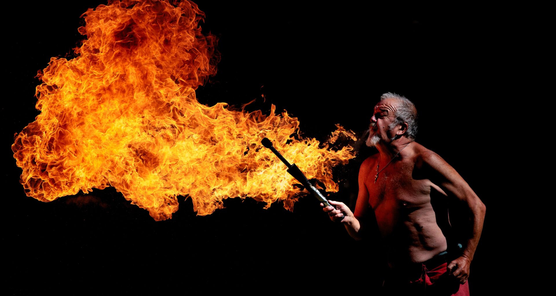 Fire performer at Framlingham Castle yesterday