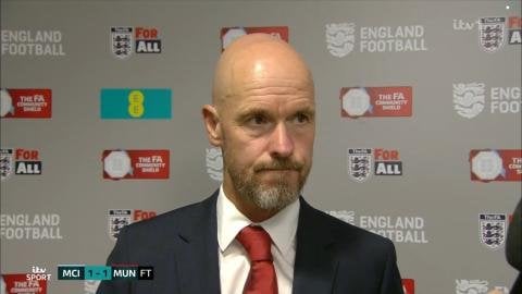 Erik Ten Hag: "What we can take positive out of our defeat in 2024 Community Shield is that we can compete with Manchester City and we have to take this belief going into the Premier League. We managed to be on an equal level with them."