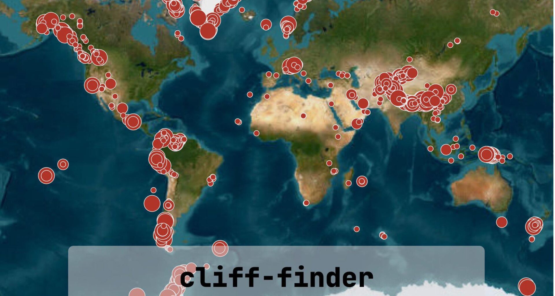 Map of all cliffs taller than 400m [OC]