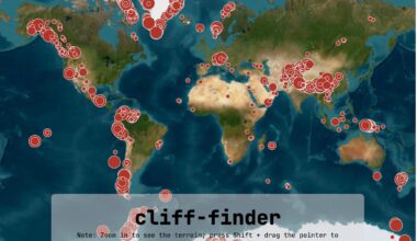 Map of all cliffs taller than 400m [OC]