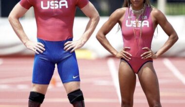 Olympic long jump gold medalist Tara Davis-Woodhall and her husband Hunter Woodhall 🇺🇸