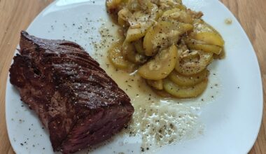 Onglet de boeuf avec son sauté de courgettes