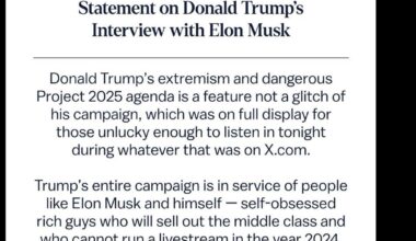 Statement From Kamala HQ About the Donald Trump Interview With Elon Musk