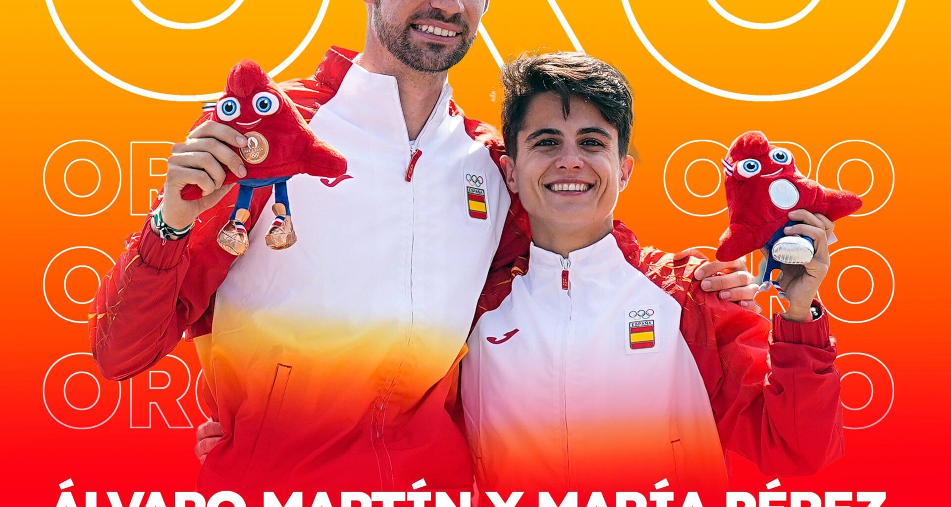 The first #gold of Day 12 goes to Spain!  Maria Perez & Alvaro Martin take victory in the first-ever marathon race walk relay mixed. It's a first gold for Spain in any race walk event since Barcelona 1992.