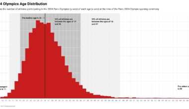 [OC] 2024 Paris Summer Olympics Athlete Age Distribution