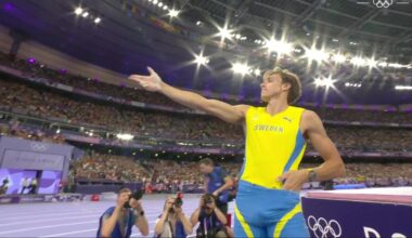 Armand Duplantis did Yusuf Dikec's move after breaking the Olympic record