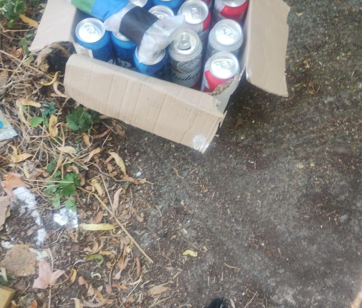 Box of beers outside my back gate