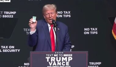 Desperate Donald Trump shakes Tic Tacs to mock Joe Biden despite POTUS quitting race 3 weeks ago