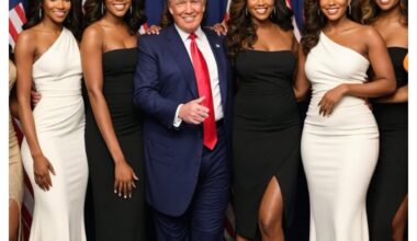 If you are going to post a photo that shows trump with black women at least clean up the image after you used AI to generate it.