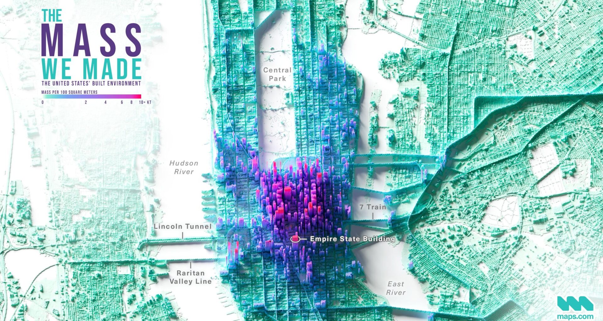 The Mass of the Built Environment around New York City [OC]