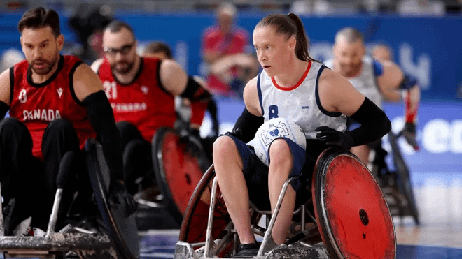 Sarah Adam became the first woman to play on the U.S. wheelchair rugby team at the Paralympics. ( That spirit)