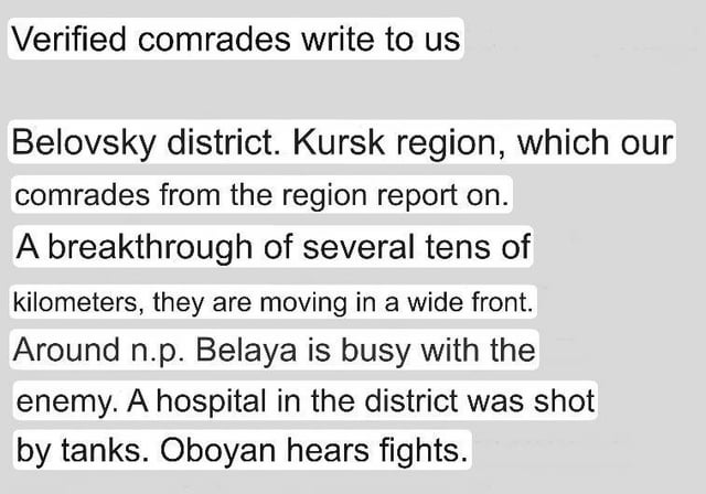 The Ukrainian armed forces appear to be breaking through the border at atleast two locations, Russian milbloggers talk of heavy Ukrainian equipment being brought in.