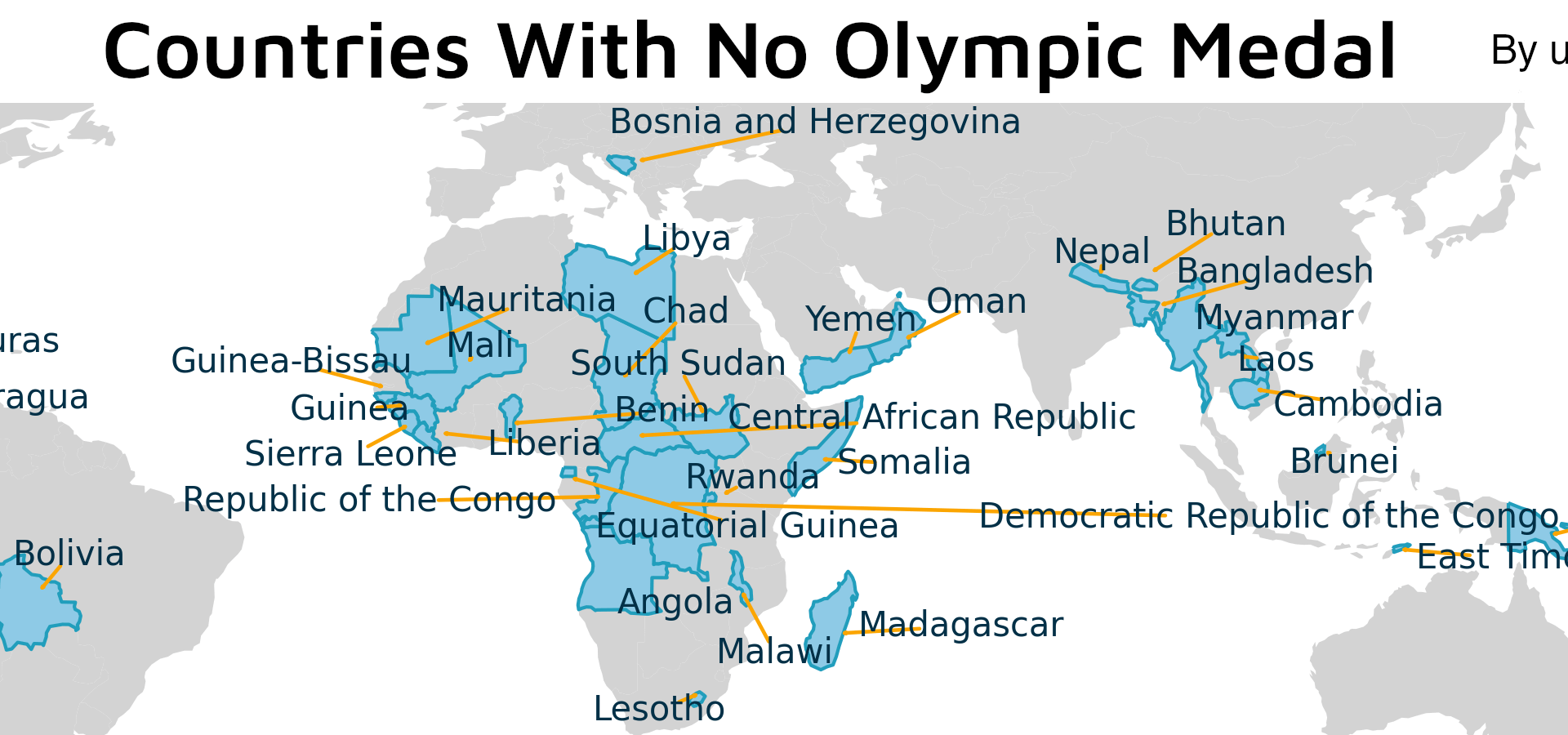 [OC] Map of Countries with No Olympic Medal