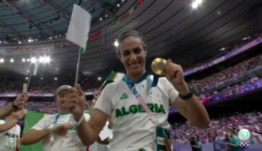 Imane Khelif with the gold medal at the closing ceremony