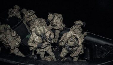 Operators from the Special Operations Forces of Ukraine (SSO - SOF) pictured operating at night across the Dnipro River.