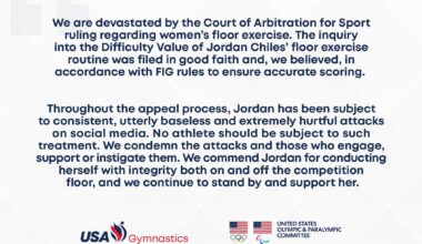 USA Gymnastics and the U.S. Olympic & Paralympic Committee have released a joint statement regarding the CAS decision on the women’s floor final.