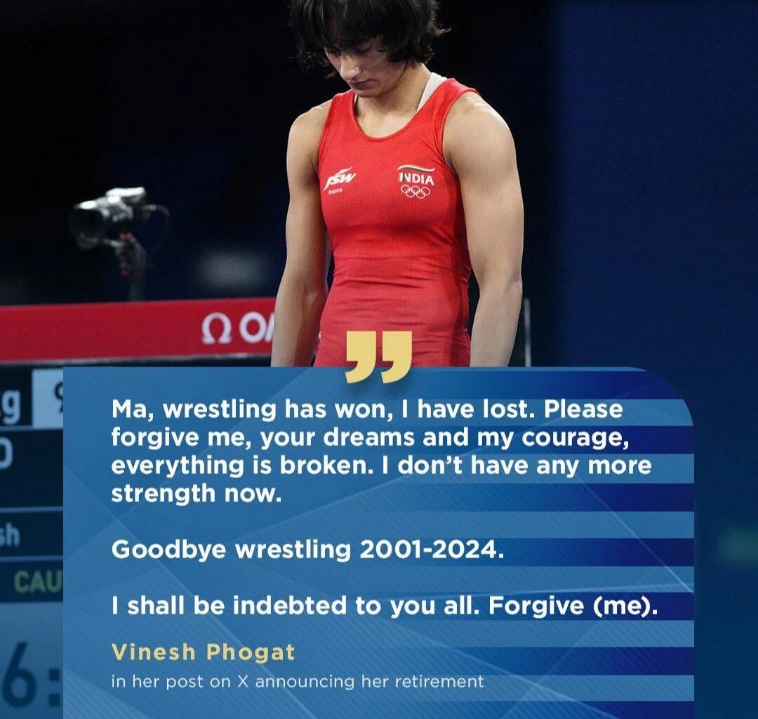 Vinesh Phogat announces Retirement from wrestling