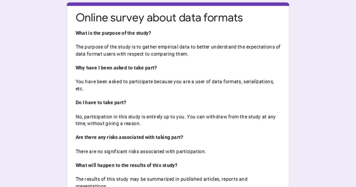 Survey on data formats