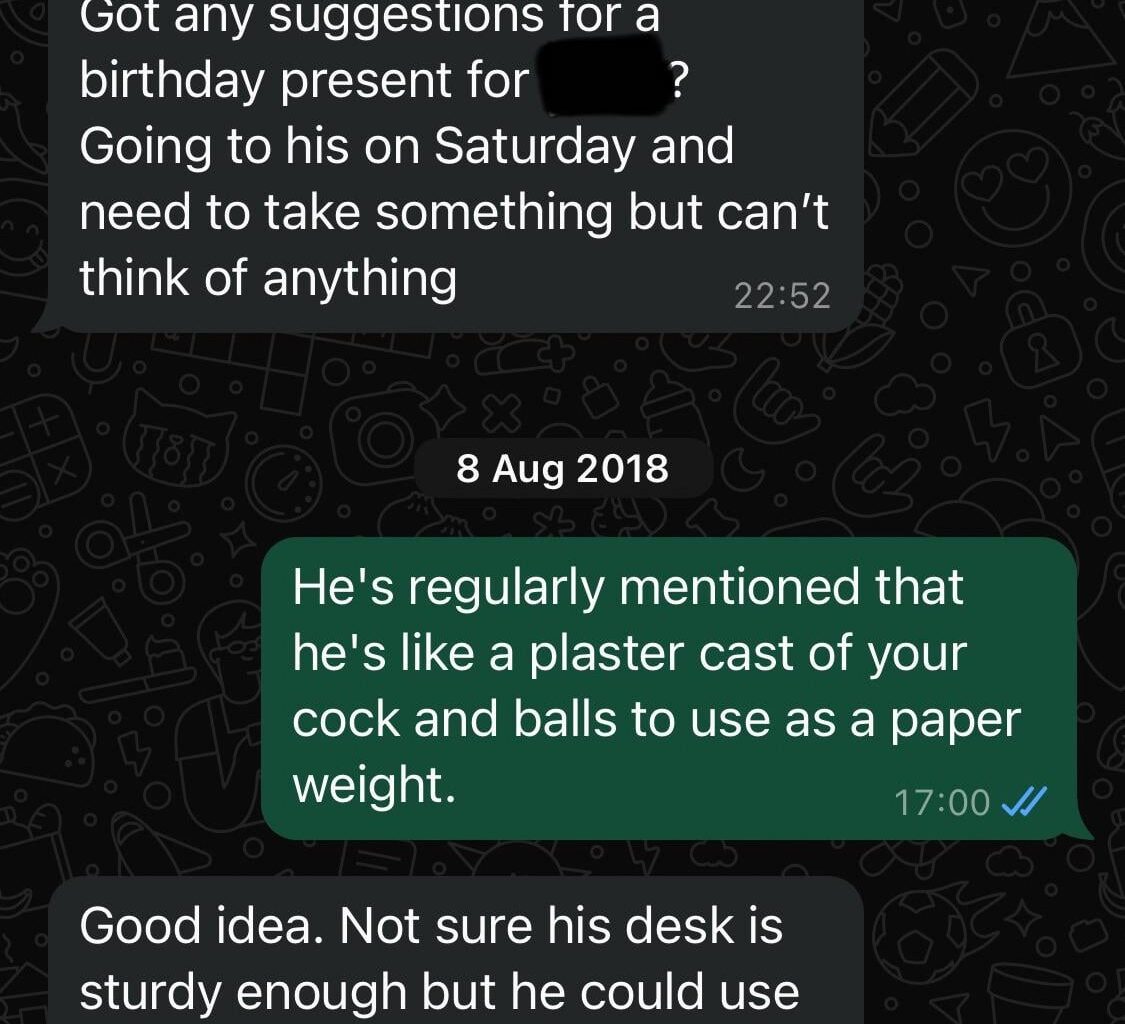 A mate just messaged me directly for the first time in 6 years; and this was our last exchange! What other thoughtful personalised gifts would you buy your mates for their 40th birthday?