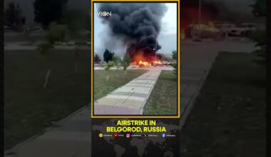 Russia-Ukraine war: Black smoke billows after an airstrike on Belgorod, Russia | WION Shorts