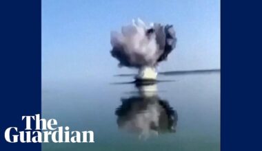 Dramatic footage shows missile hitting reservoir near Kyiv